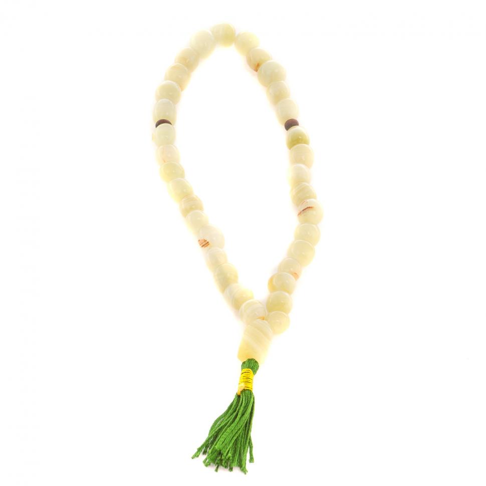 Четки из зеленого оникса 33 бусины круглые фото 1 — 