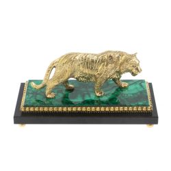 Бронзовая статуэтка &quot;Амурский тигр&quot; на малахите 16х8х8 см — 