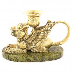 Настольный подсвечник &quot;Грифон&quot; из бронзы и камня — 