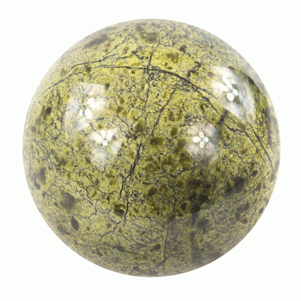 Шар из камня 8 см змеевик светло-зеленый фото 1 — 