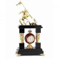 Декоративные часы &quot;Георгий Победоносец&quot; из камня креноид и бронзы — 