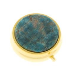 Таблетница на 3 отсека камень голубой апатит цвет золото — 