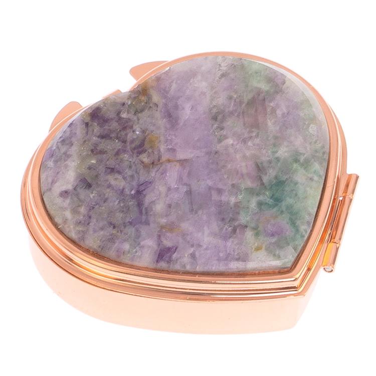 Таблетница "Сердце" на 3 отделения зеленый флюорит красное золото фото 1 — 