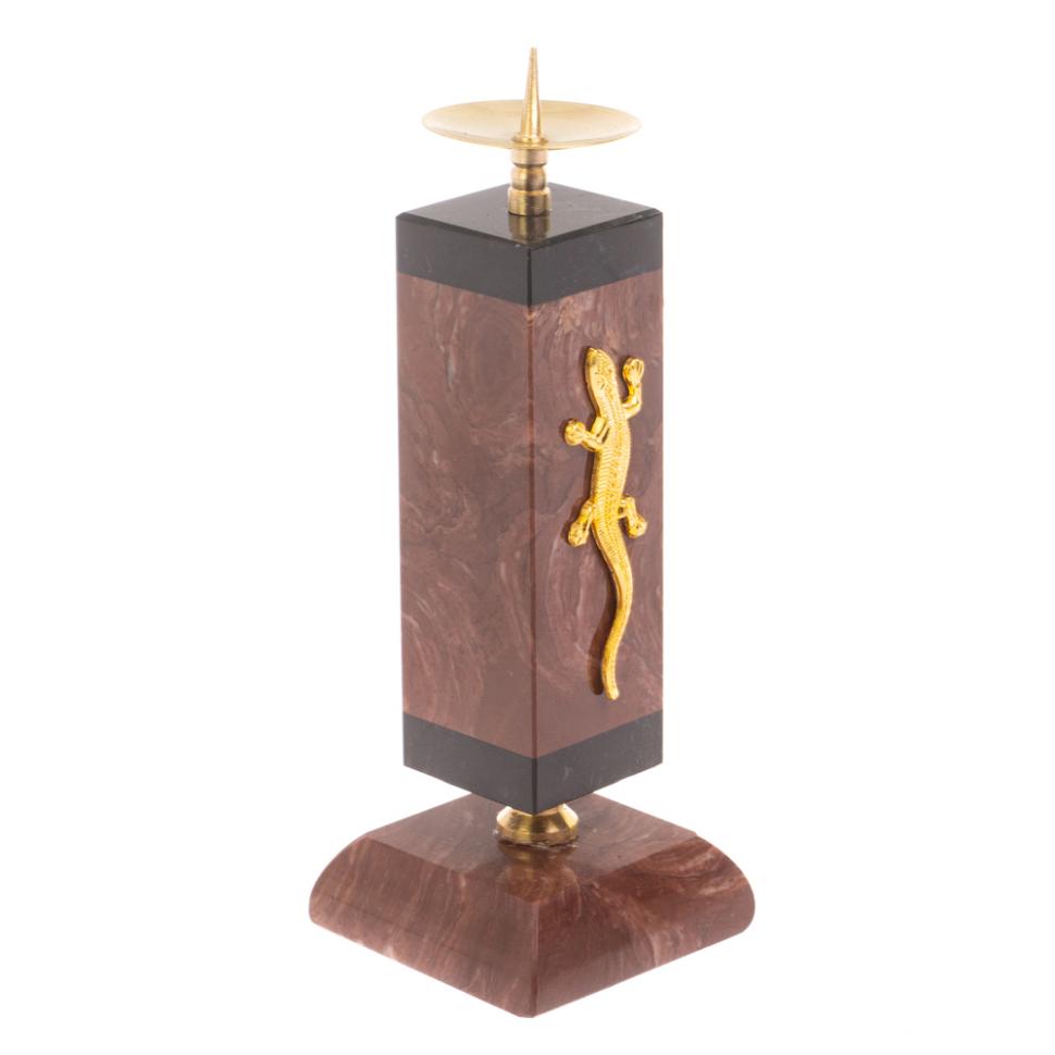Подсвечник с ящерицей камень лемезит 4,5х4,5х13 см фото 1 — 