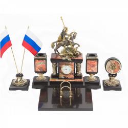 Письменный прибор &quot;Георгий Победоносец&quot; камень яшма бронза — 