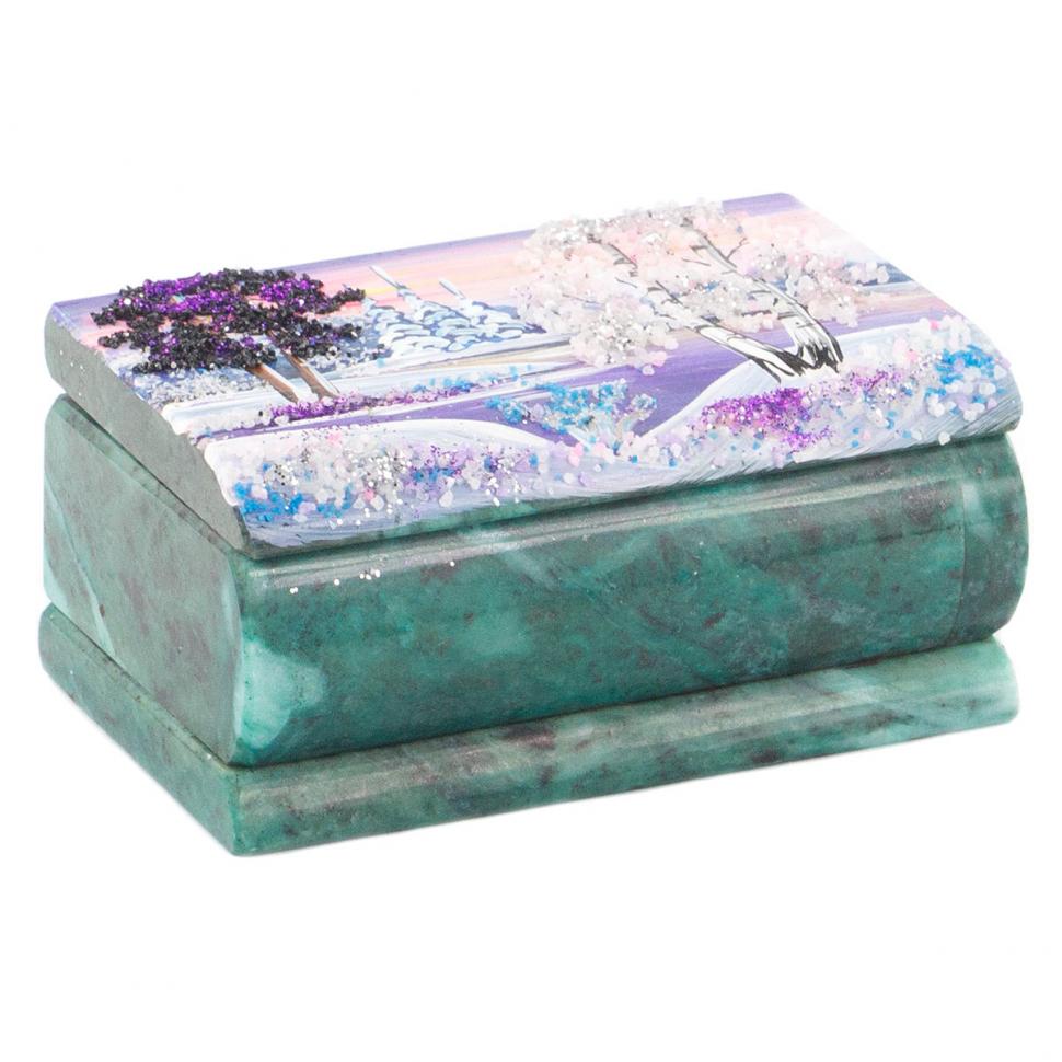 Шкатулка с расписной крышкой Зима 10,5х6,5х5 см фото 1 — 