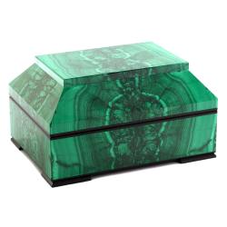 Малахитовый ларец &quot;Люкс&quot; из натурального камня малахит 17х12,5х9,5 см — 