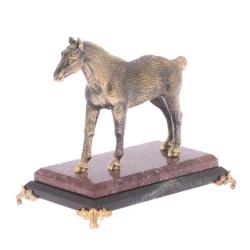 Настольная статуэтка из бронзы &quot;Лошадь&quot; на подставке из камня креноид — 