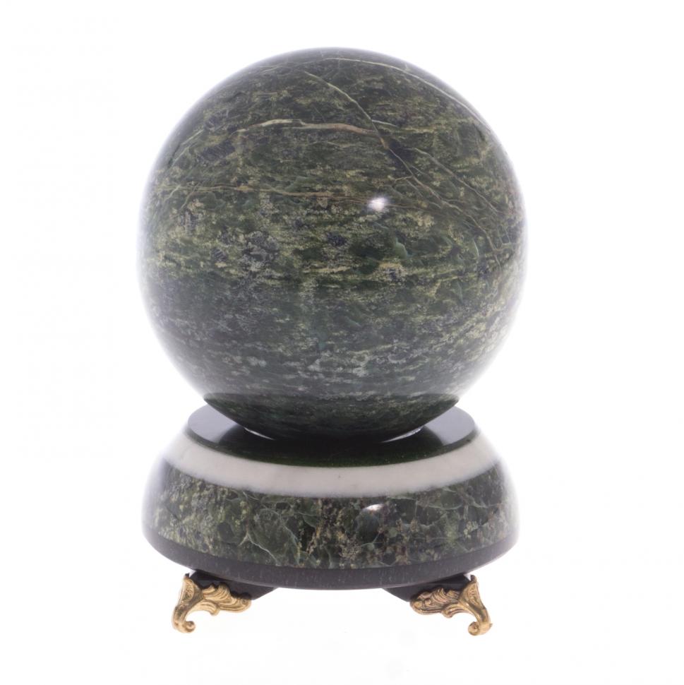 Шар Антистресс 10,5 см на подставке камень змеевик фото 1 — 