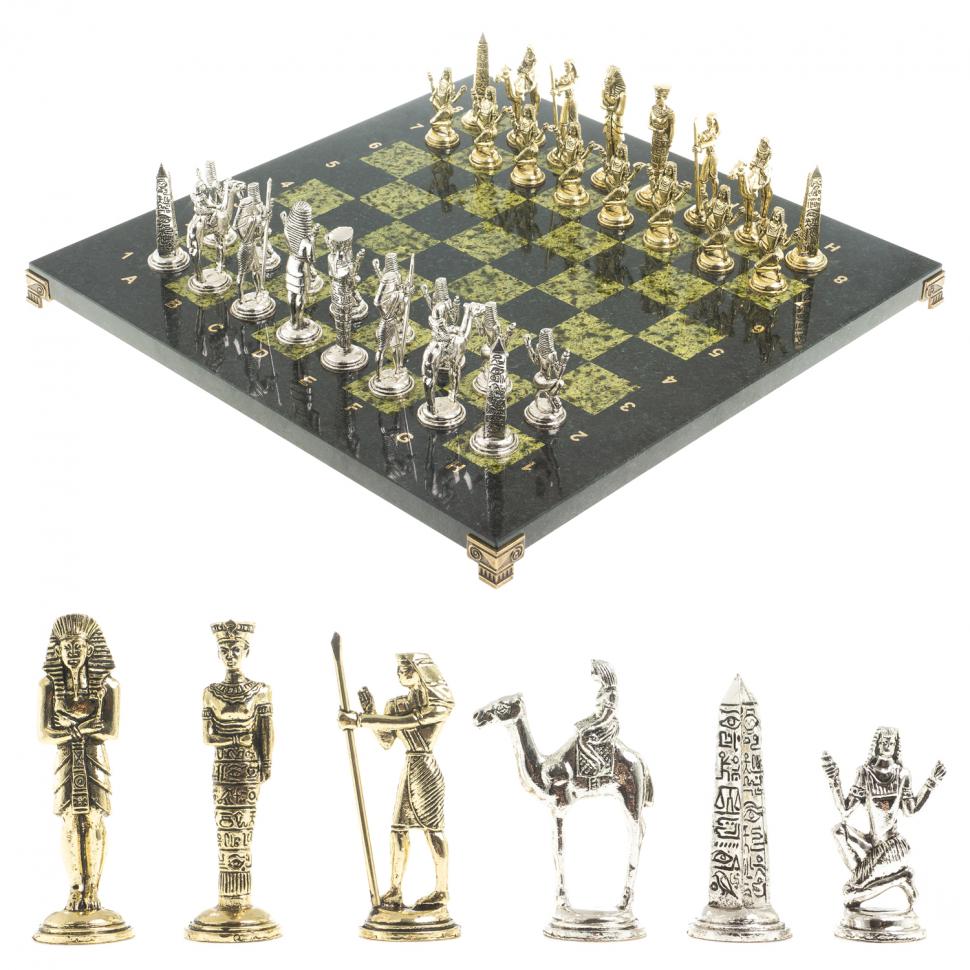 Шахматы "Древний Египет" доска 40х40 см камень змеевик фото 1 — 