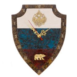 Часы настенные &quot;Флаг РФ&quot; лабрадорит, змеевик, мрамор — 
