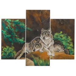 Картина модульная на камне &quot;Волки&quot; 70х90 см рисунок — 