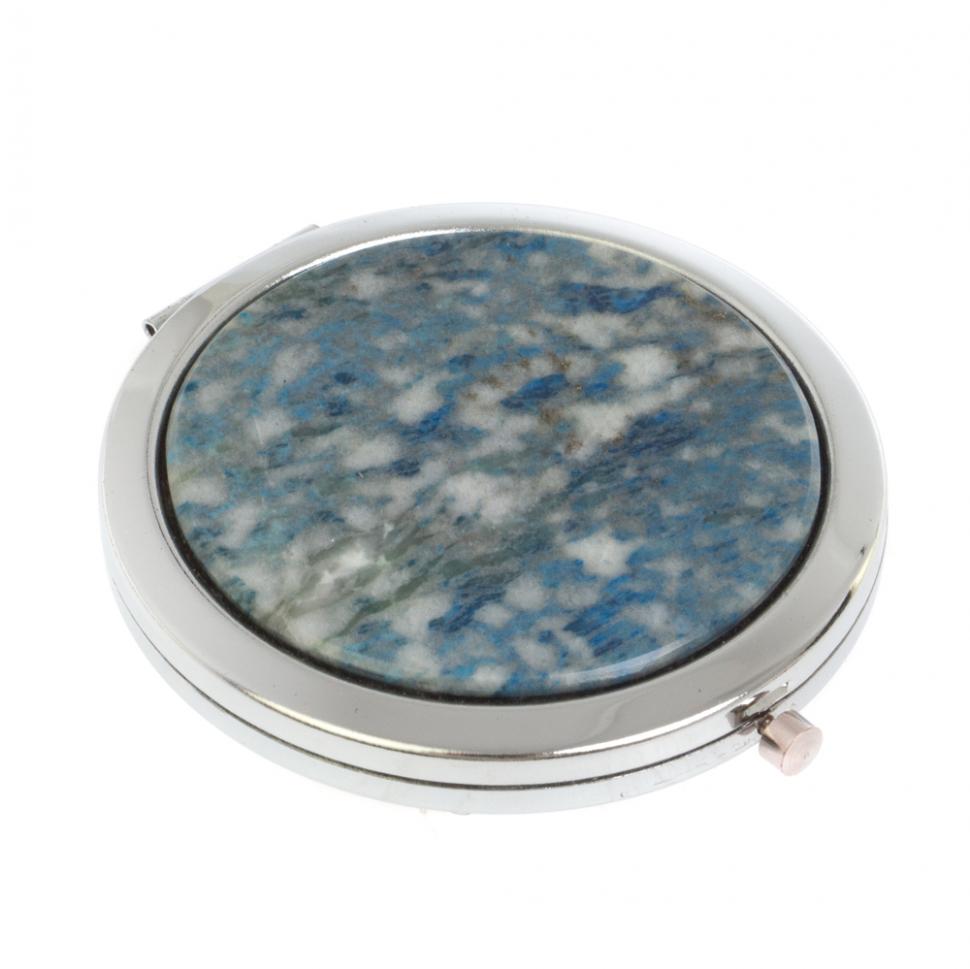 Зеркало круглое иркутский лазурит цвет серебро фото 1 — 