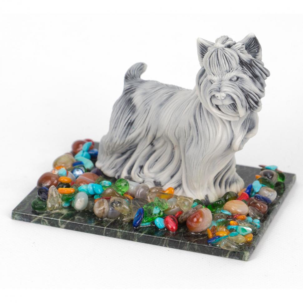 Сувенир "Собака йорк терьер" из мрамолита фото 1 — 