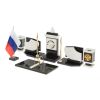 Настольный набор с гербом и флагом России камень мрамор фото 2 — 