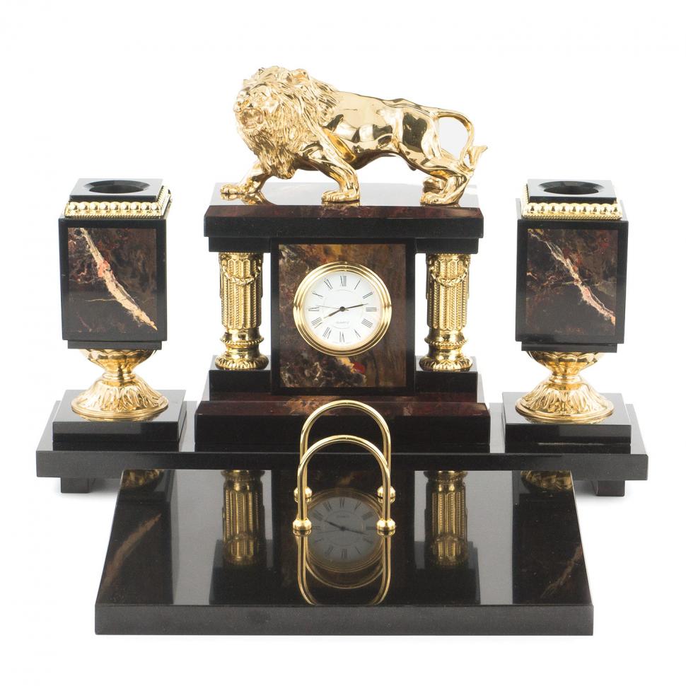 Письменный набор "Лев" камень яшма долерит фото 1 — 