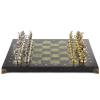 Шахматы подарочные "Рыцари крестоносцы" доска 44х44 см из камня змеевик фото 2 — 