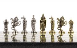 Шахматы подарочные &quot;Рыцари крестоносцы&quot; доска 44х44 см из камня змеевик — 