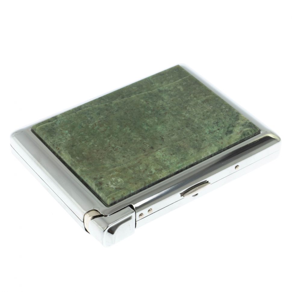 Портсигар на 20 сигарет с зажигалкой камень жадеит фото 1 — 