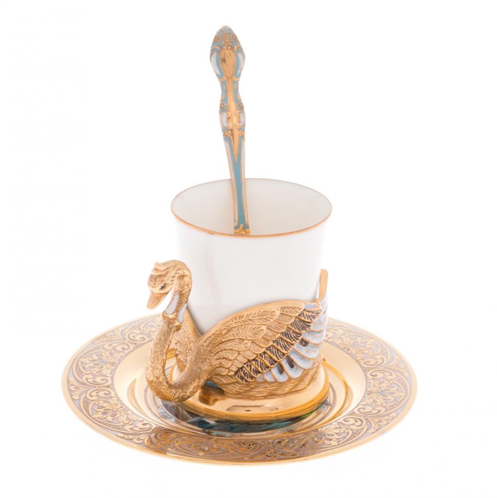 Кофейная пара "Белый лебедь" 80 мл в подарочной коробке Златоуст фото 1 — 