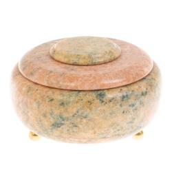 Шкатулка круглая из розового мрамора 15х15х10 см — 