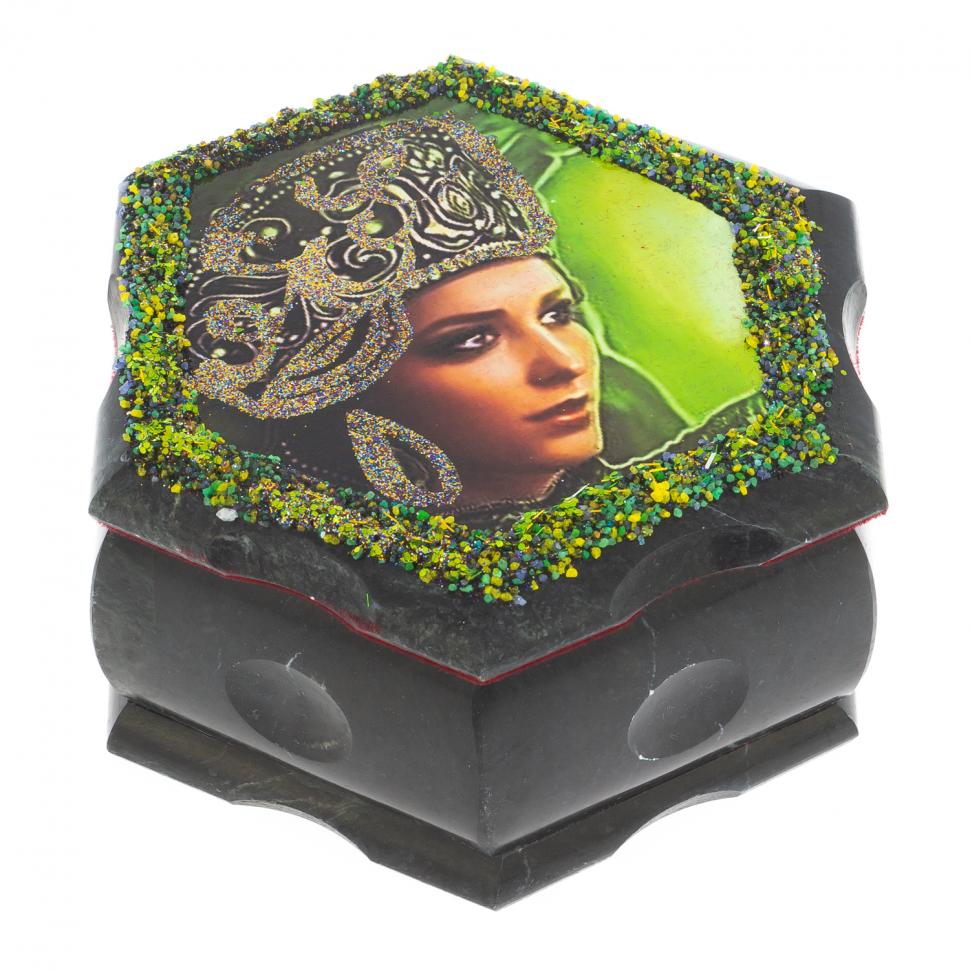 Каменная шкатулка "Хозяйка медной горы" 14х12,5х7 см фото 1 — 