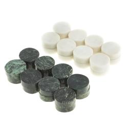 Игровые фишки для нард шашек 25 мм мрамор змеевик 32 штуки — 