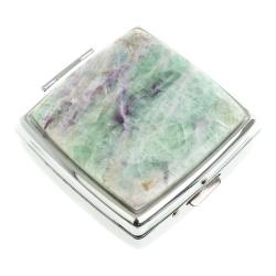 Таблетница на 2 отсека зеленый флюорит цвет серебро — 
