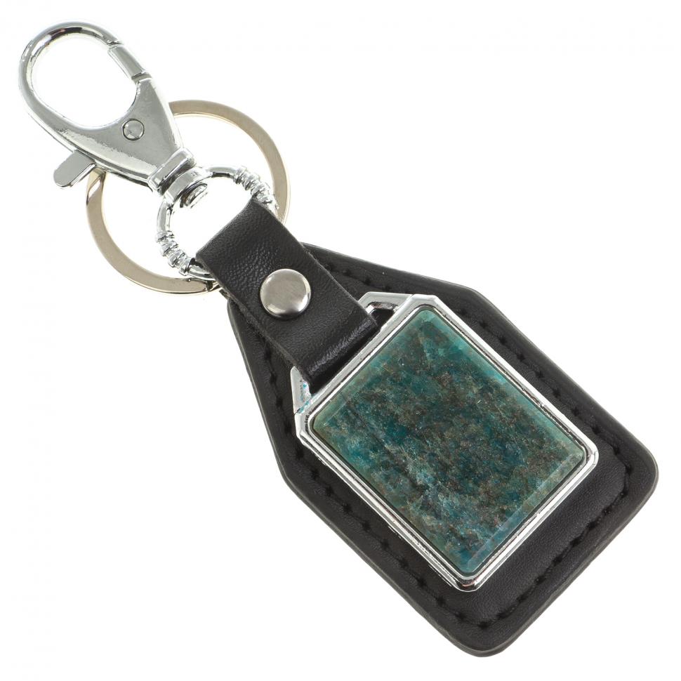 Брелок для ключей с накладкой из голубого апатита фото 1 — 
