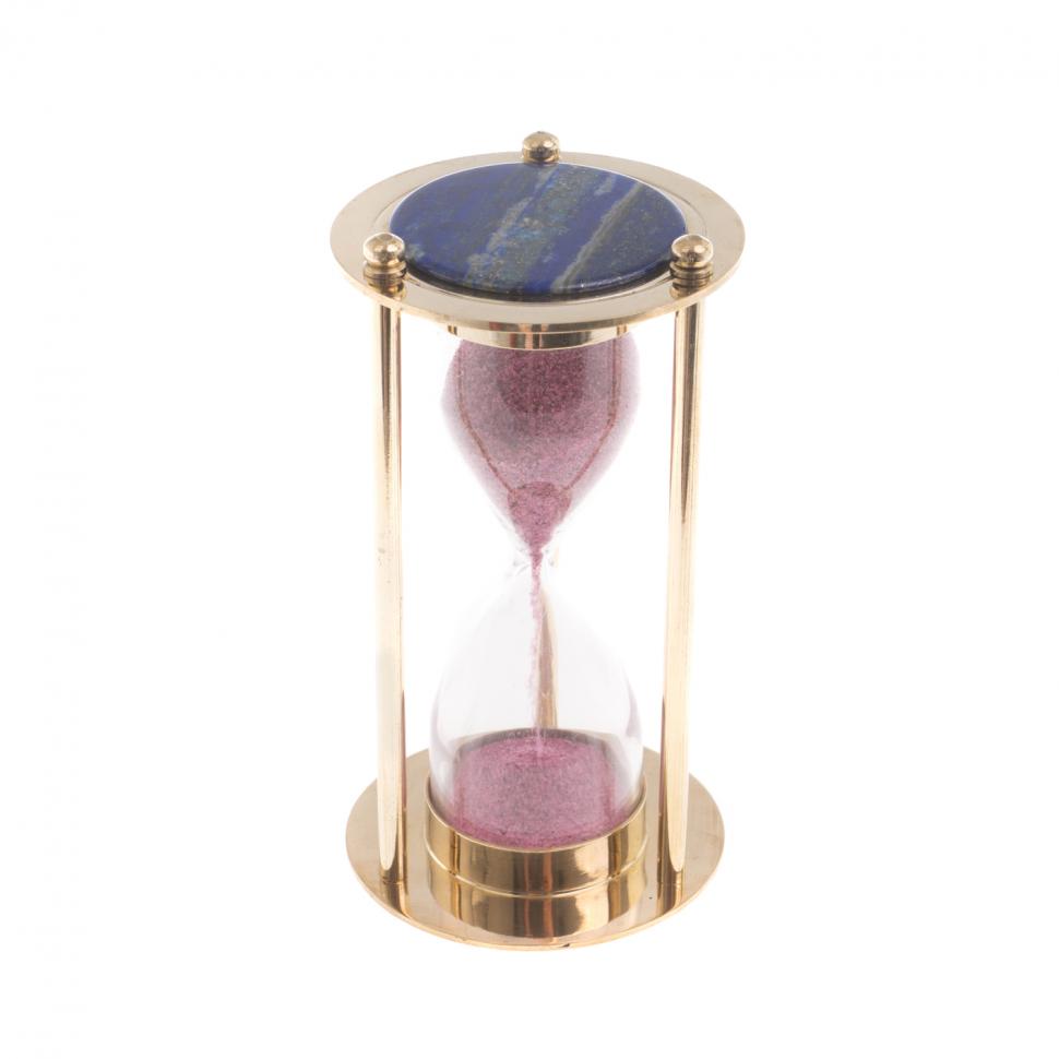 Песочные часы с лазуритом в деревянной коробке фото 1 — 