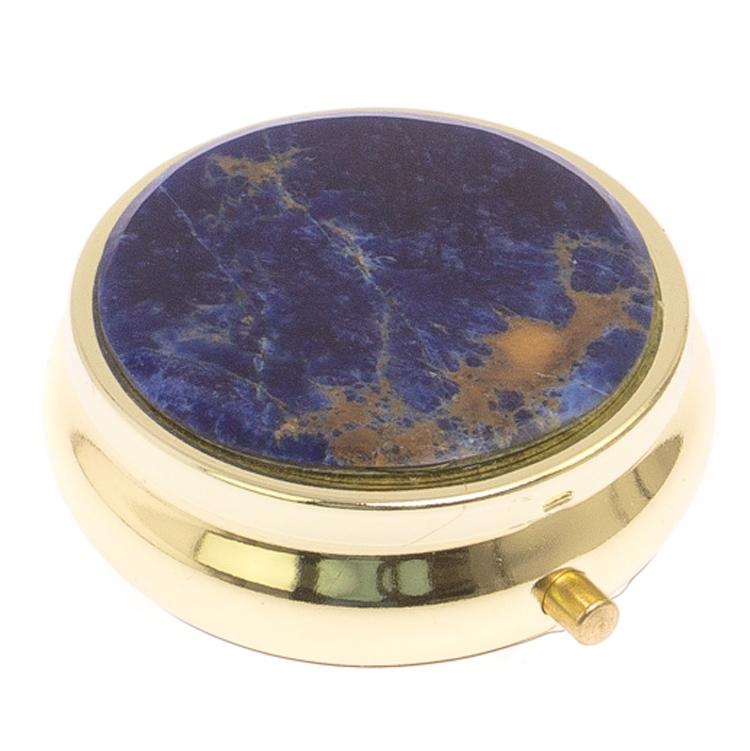 Таблетница на 3 отсека камень содалит цвет золото фото 1 — 