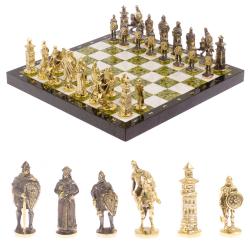 Шахматы &quot;Богатыри&quot; мрамор змеевик доска 40х40 см — 