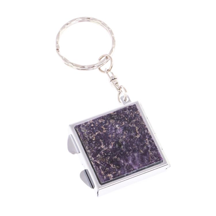 Складное зеркало брелок из сиреневого флюорита квадратное фото 1 — 