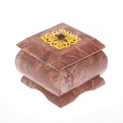 Шкатулка из лемезита с накладкой 6,5х6,5х5 см — 