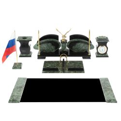 Настольный набор &quot;Орел&quot; из змеевика с бюваром — 