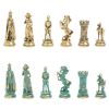 Шахматы "Средневековые рыцари" фигуры бронза / патина 44х44 см змеевик фото 6 — 