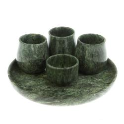 Коньячный набор на 3 персоны из змеевика — 