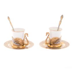 Кофейный набор &quot;Белый лебедь&quot; на 2 персоны 80 мл фарфор в подарочной коробке Златоуст — 