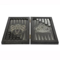 Каменные нарды &quot;Волк и медведь&quot; с гравировкой — 