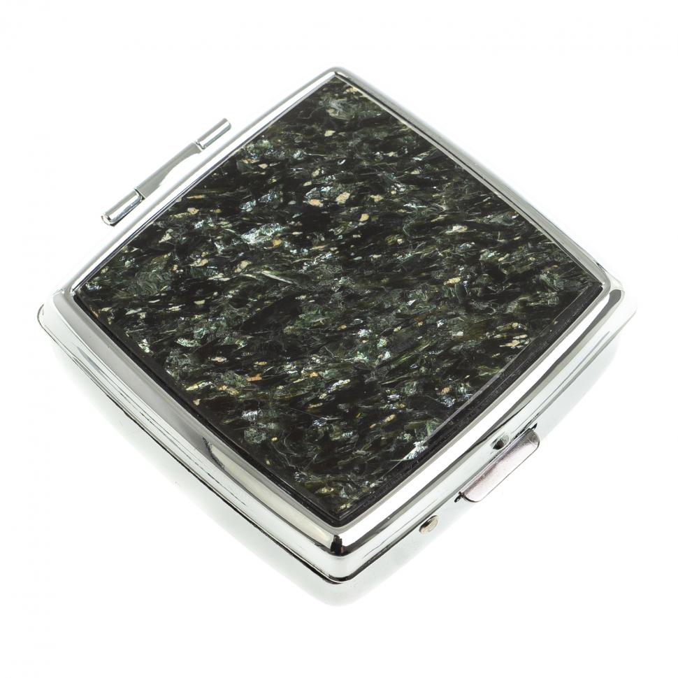 Таблетница на 2 отсека камень мусковит цвет серебро фото 1 — 