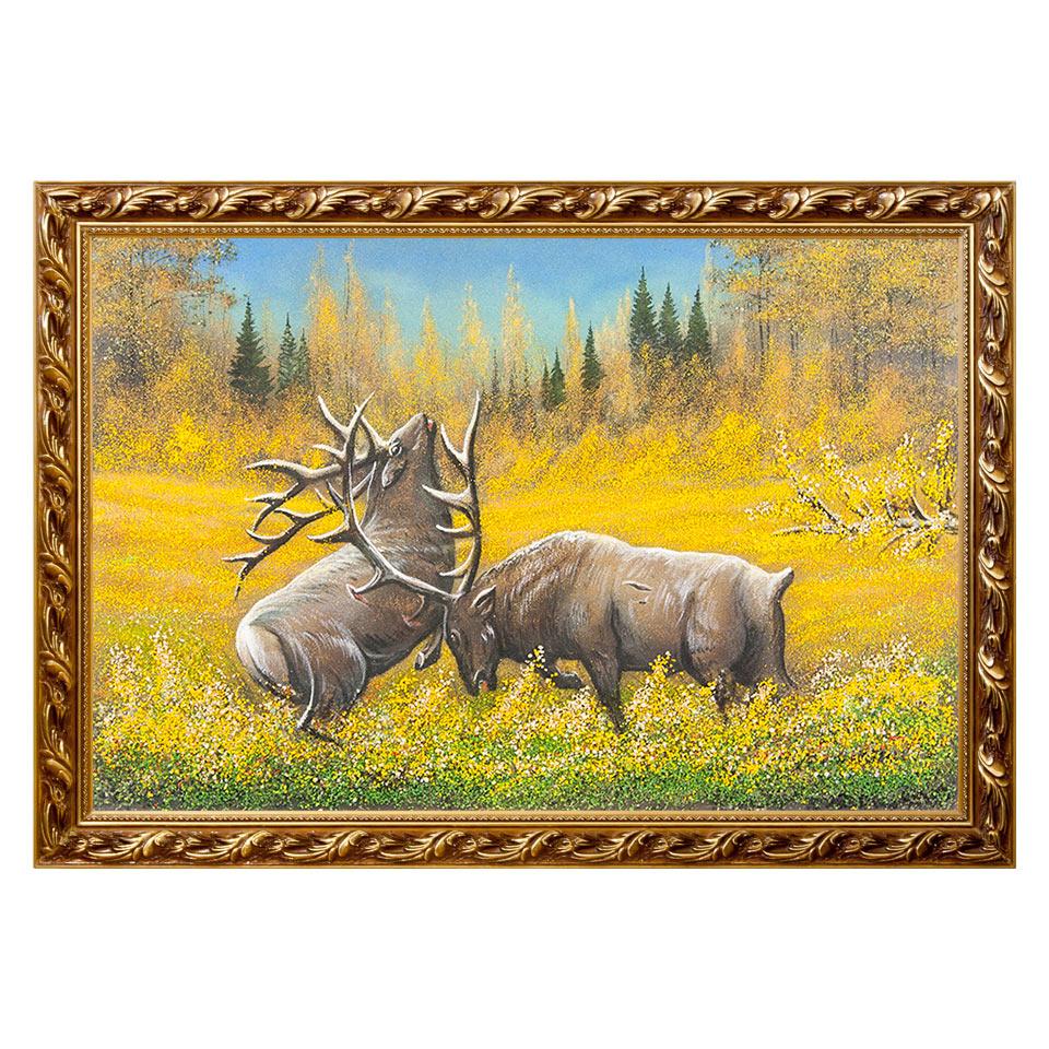 Картина "Поединок" багет 46х66 см, каменная крошка фото 1 — 