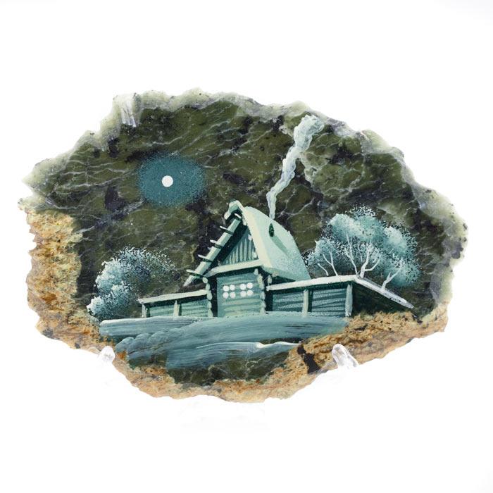 Магнит "Зимний вечер" камень змеевик фото 1 — 