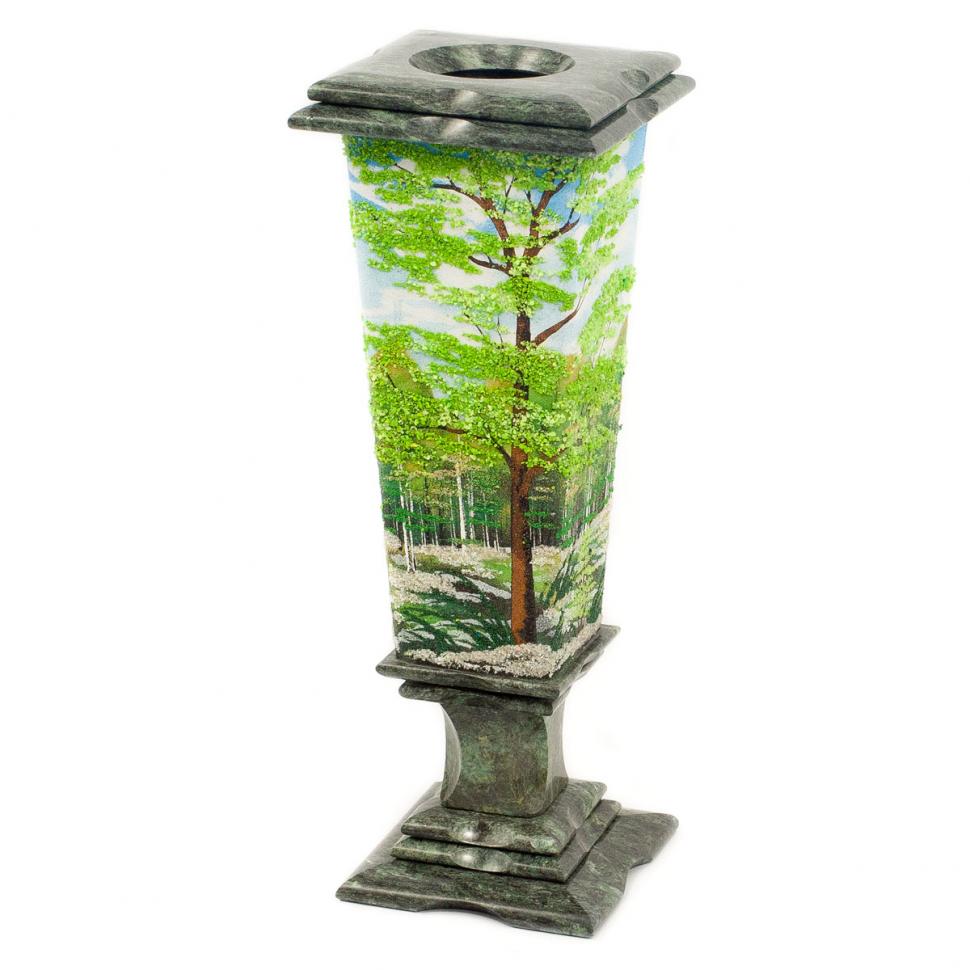 Ваза декоративная "Лето" змеевик каменная крошка 12х12х37 см фото 1 — 