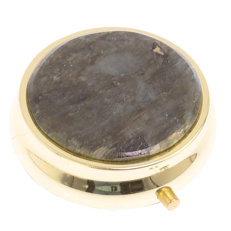 Таблетница на 3 отсека камень лабрадор цвет золото фото 1 — 