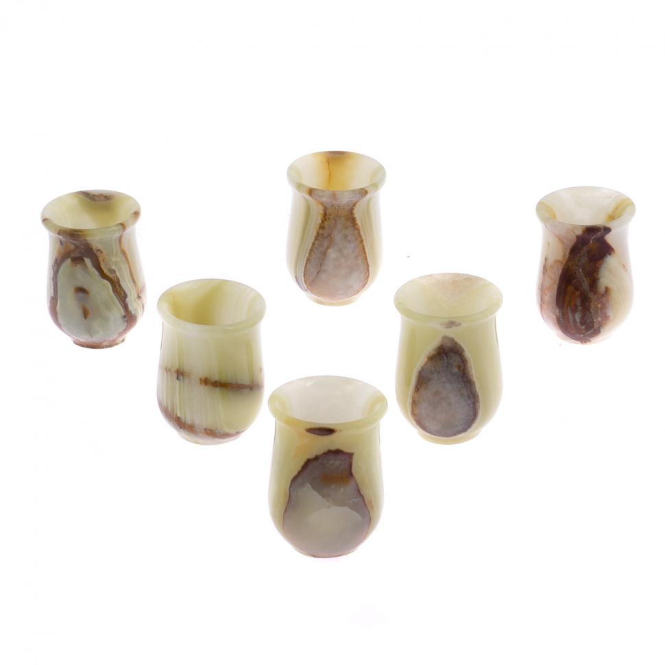 Набор стопок из оникса 6 штук в футляре 40 мл 5х6,5 см (2х3) фото 1 — 