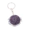 Складное зеркало брелок из сиреневого флюорита круглое фото 1 — 