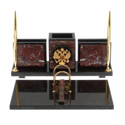 Настольный набор &quot;Офисный&quot; с гербом РФ из камня креноид — 