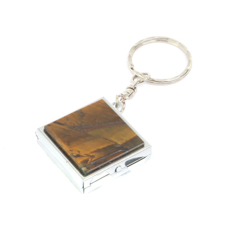 Складное зеркало брелок тигровый глаз квадратное фото 1 — 