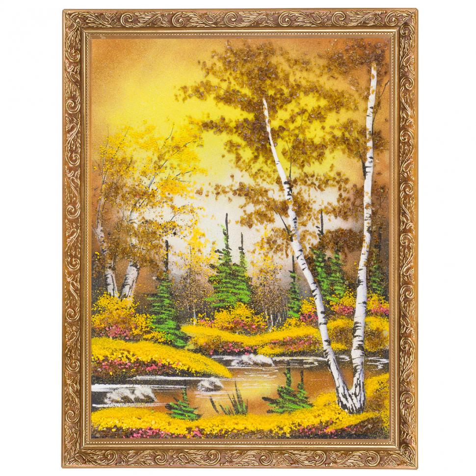 Картина "Осенняя ночь" багет 36х46 см, каменная крошка фото 1 — 