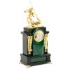 Каминные часы из малахита "Георгий Победоносец" с бронзовым литьем фото 1 — 
